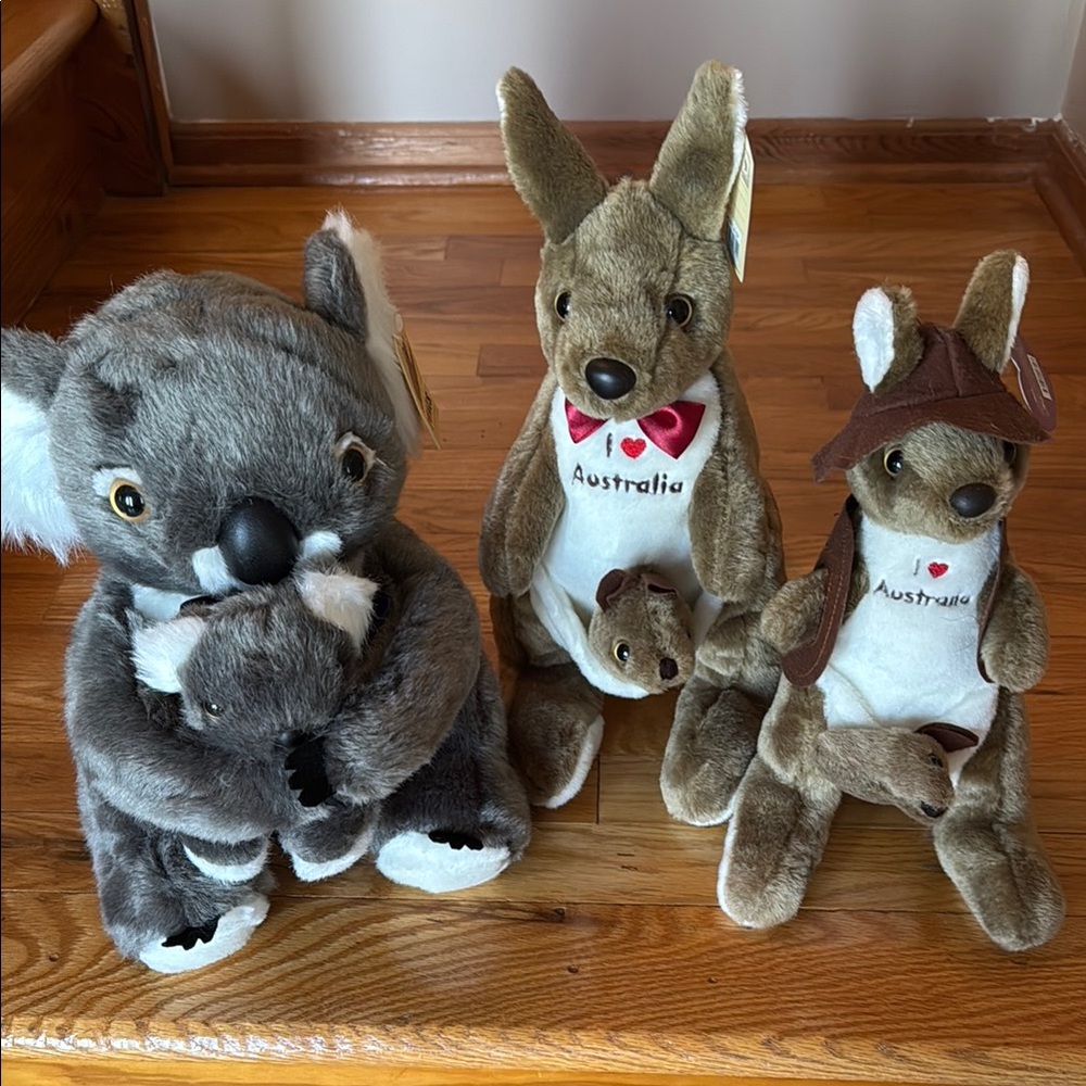 Gray and White Stuffed Animal Set Plush Toys